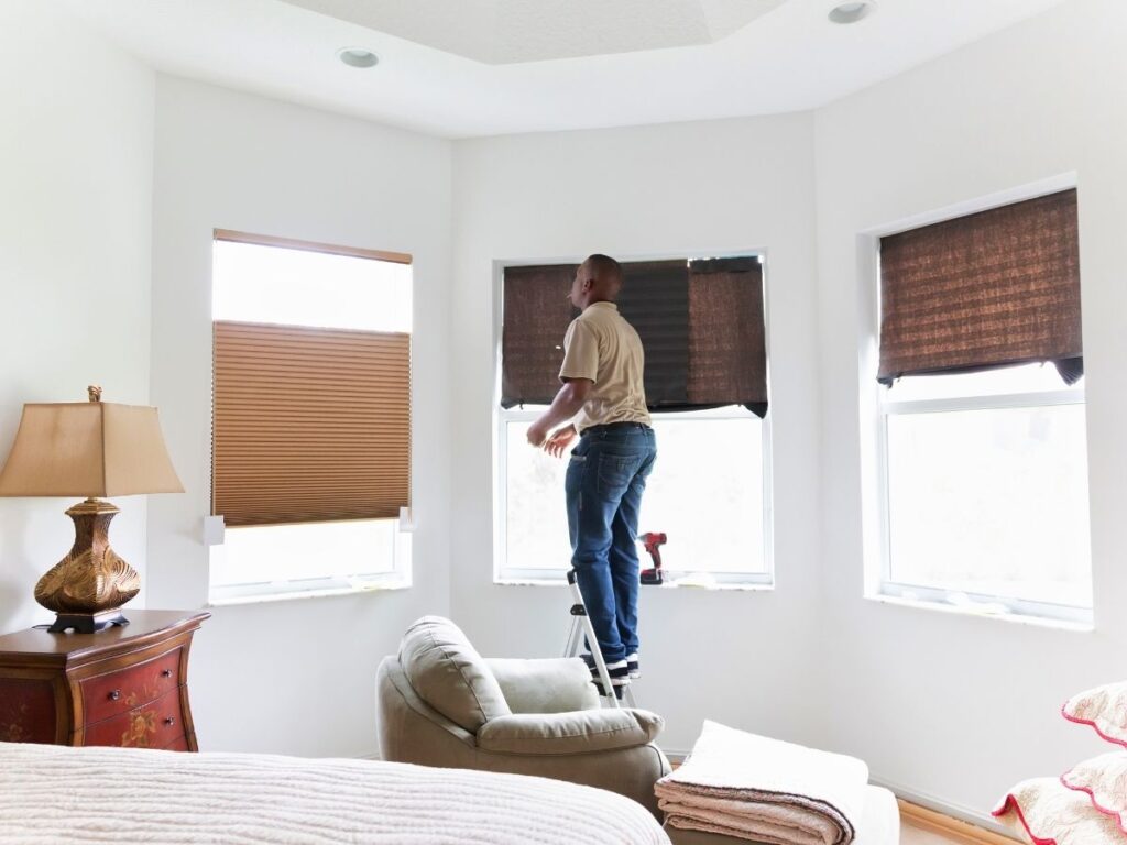 Window Treatment by installing shade - Prescott Window Coverings